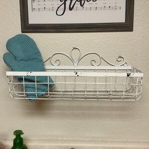 White rustic metal basket